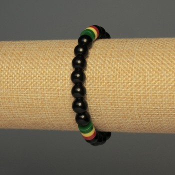 Brățară din agat artificial cu bile netede, diametrul 8 mm, inserții acrilice, diametrul 9x8 mm, 18 cm, pe elastic