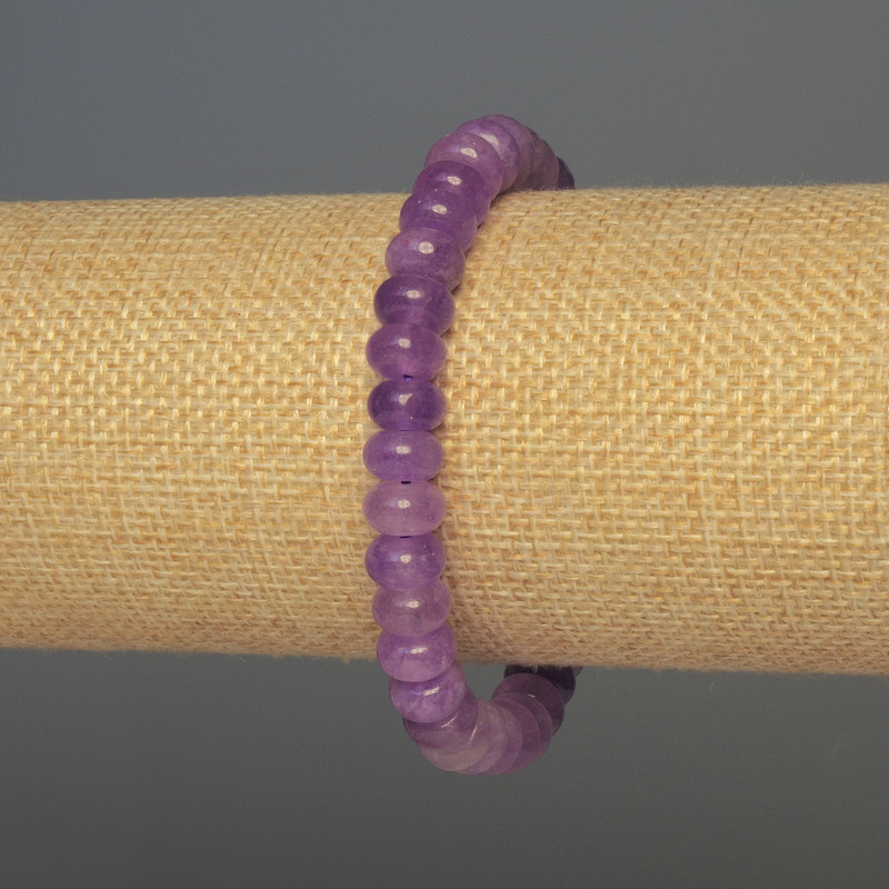 Brățară din ametist lavandă, rondelle, diametrul 8x5 mm, lungime 18 cm, pe elastic