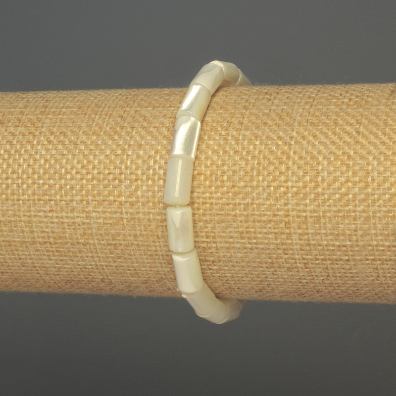 Brățară din sidef, cilindrică, diametru 10x6 mm, lungime 18 cm, elastică