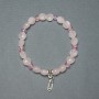 Brățară din cuarț roz, monede 8 mm, grosime 5 mm; rondel din cristal ceh 5×4 mm; lungime 18 cm; pe elastic