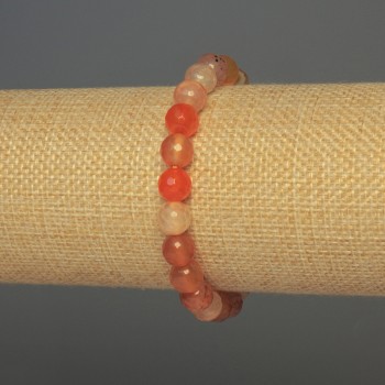 Brățară din carneol, bile tăiate, diametrul 8 mm, lungime 18 cm, elastic