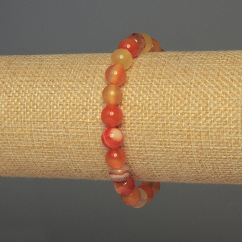 Brățară din agat, bile netede, diametru 8 mm, lungime 18 cm, elastică
