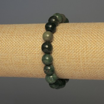 Brățară din jasper verde, mărgele netede, diametru 12 mm, lungime 18 cm, pe elastic