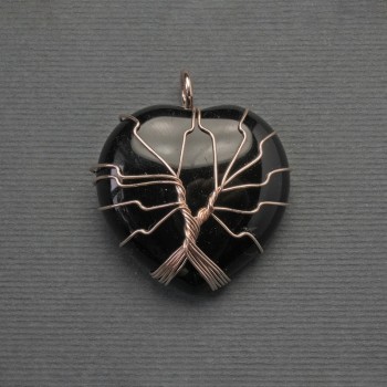 Pandantiv Inimă din agat în împletire aurie, diametru 30×30 mm, lungime 37 mm +/-