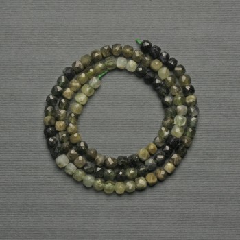 Mărgele Grosular verzi, granat verde, cub de 4 mm, pe șnur, lungime 39 cm+