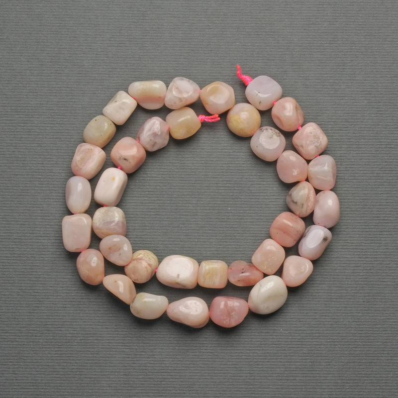 Mărgele din opal roz, formă rotunjită, diametru 11×10 mm ±, pe șnur, lungime 40 cm ±