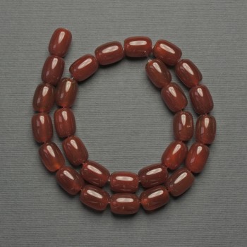 Mărgele carneol în formă de baril, diametru 14x10 mm, pe șnur, lungime 39 cm+