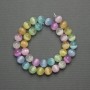 Mărgele ochi de pisică multicolore, piatră sintetică, bilă netedă, diametrul de 10 mm, pe șnur, lungime 39 cm