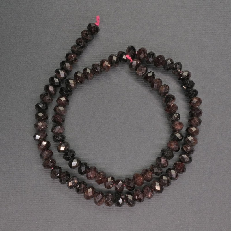 Mărgele de granat tăiate, formă rondel, diametrul 6x4 mm, lungime 37 cm