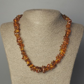 Colier din chihlimbar, mărgele briolette, diametru 8x6 mm, lungime 52 cm