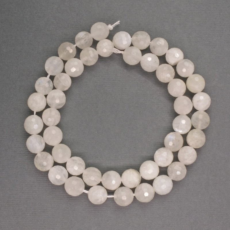 Mărgele din piatră naturală Adular, formă sferică facetată, diametrul 8 mm, lungime 39 cm ±