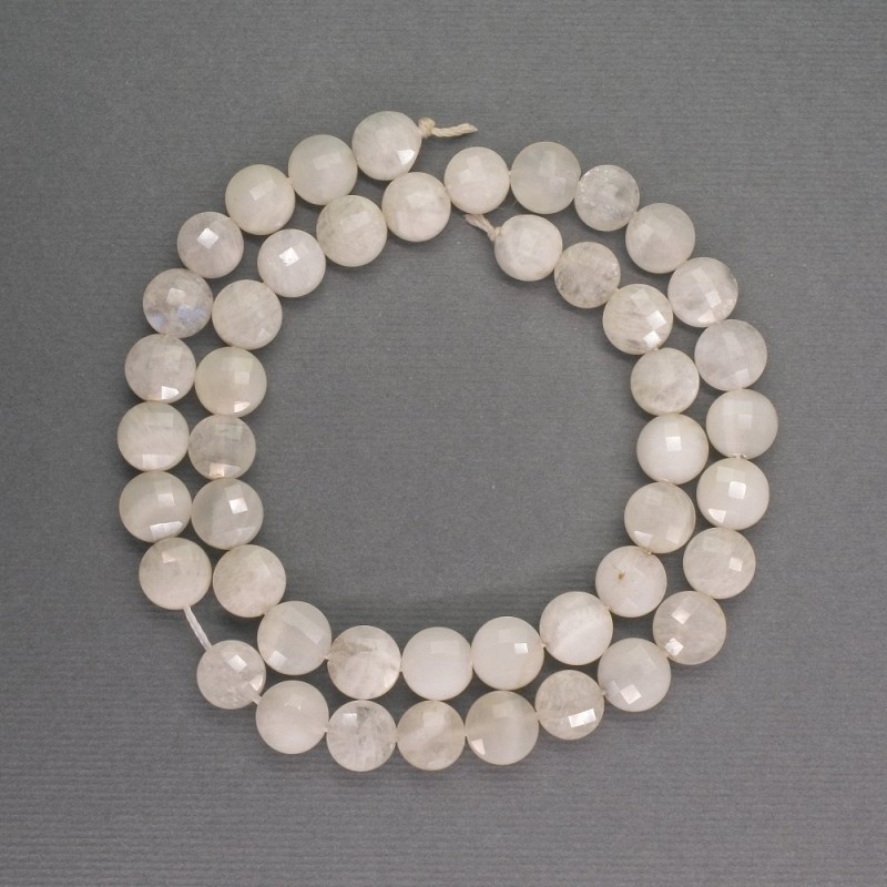 Mărgele de adular, piatră naturală, monede tăiate, diametru 8,5x5 mm, lungime 38 cm