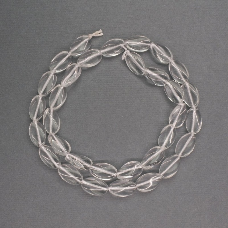 Mărgele din piatră naturală - Cristal de munte, oval curbat, diametrul 8x12 mm, lungime 40 cm