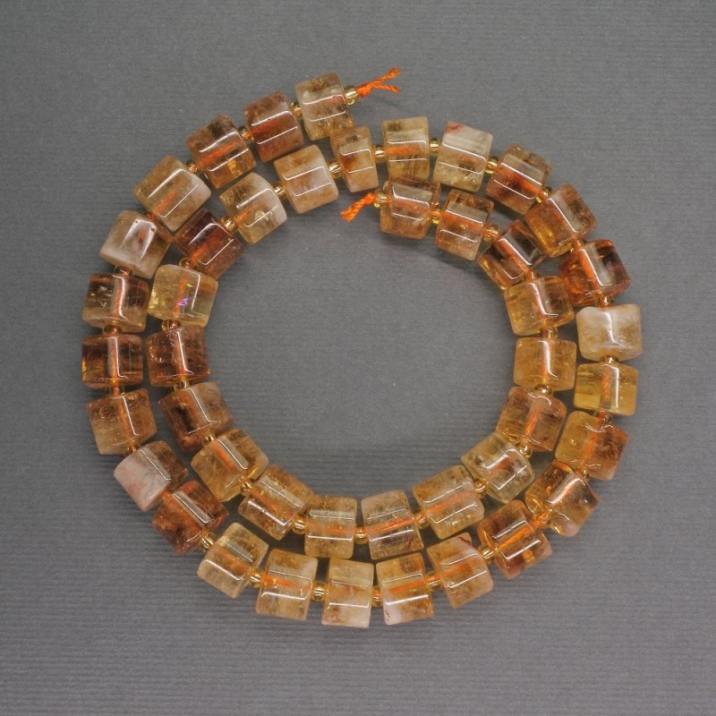 Mărgele din citrin natural, cilindrice, diametrul 9×7 mm, lungimea 41 cm