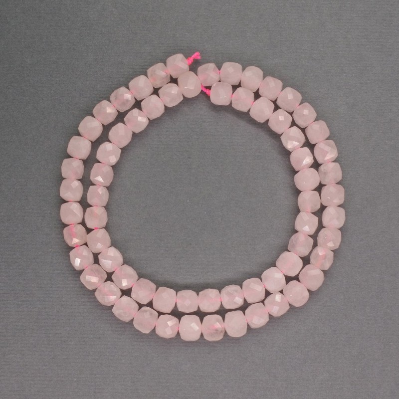 Mărgele din cuarț roz natural, cuburi tăiate, diametru 6 mm, lungime 36 cm +/-