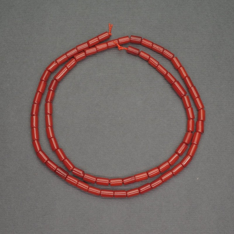 Mărgele din coral roșu natural, cilindru tubular, diametrul 3,5×5,5 mm, lungime 40 cm (+/-)