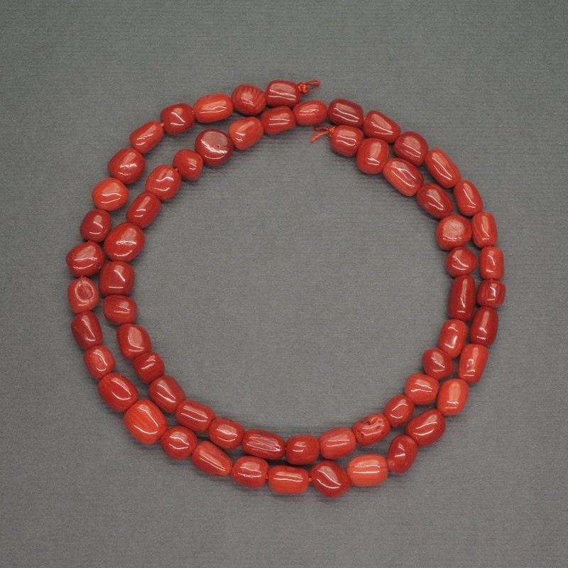 Mărgele din coral roșu natural, tăiate, diametrul 6x7 mm, lungime 41 cm
