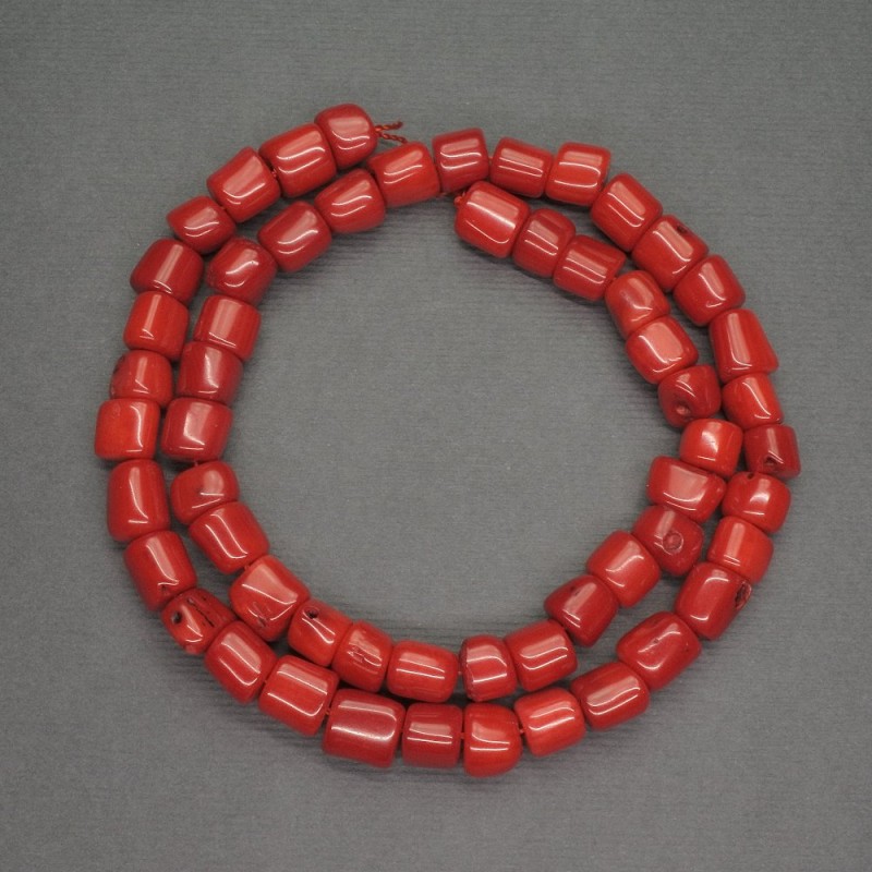 Mărgele naturale din coral roșu, fațetate în formă de rondelle, diametrul 7x8 mm, lungime 40 cm