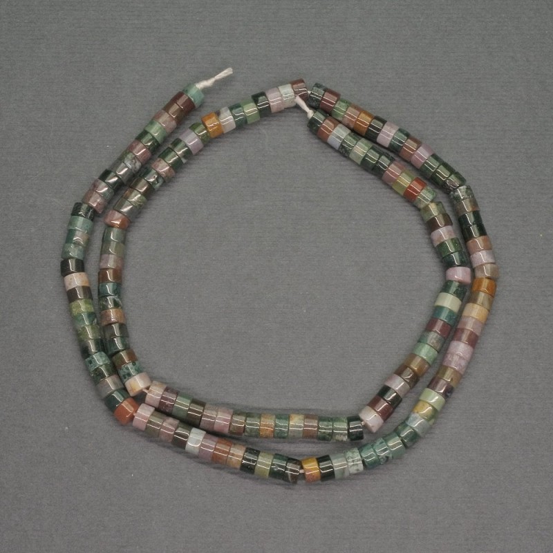 Mărgele din piatră naturală jasp multicolor rondel, diametrul 4x2 mm, lungime 39 cm