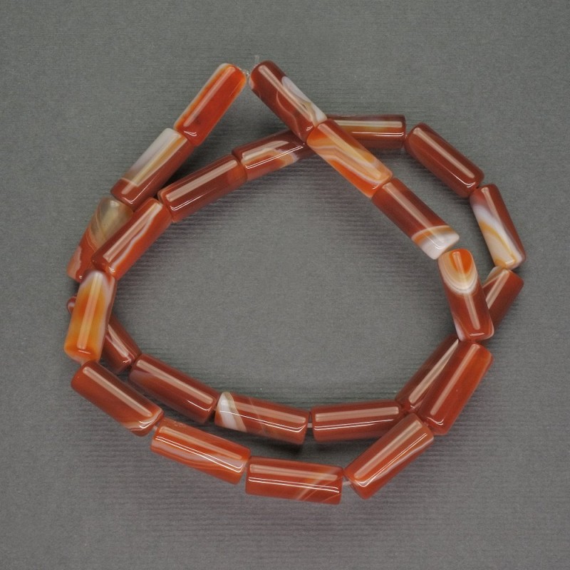 Mărgele din piatră naturală sardonyx cilindrice, diametru 6×15 mm, lungime 39 cm