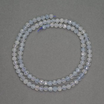 Mărgele din piatră naturală acvamarin, tăiate sferic, diametru aproximativ 4 mm, lungime aproximativă 39 cm