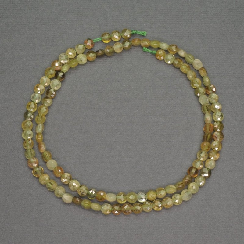 Mărgele din piatră naturală, granat verde, formă de monedă, diametru 4×2 mm, lungime 40 cm+-