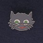 Broșă pisică, culoare gri, email, metal argintiu, 27x22 mm+