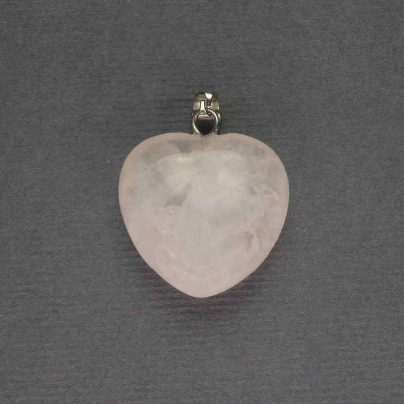 Pandantiv Inimă din cristal de munte 20×20×25 mm ± metal argintiu