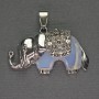 Pandantiv Elefant din piatră lunară 39×34 mm ± metal argintiu