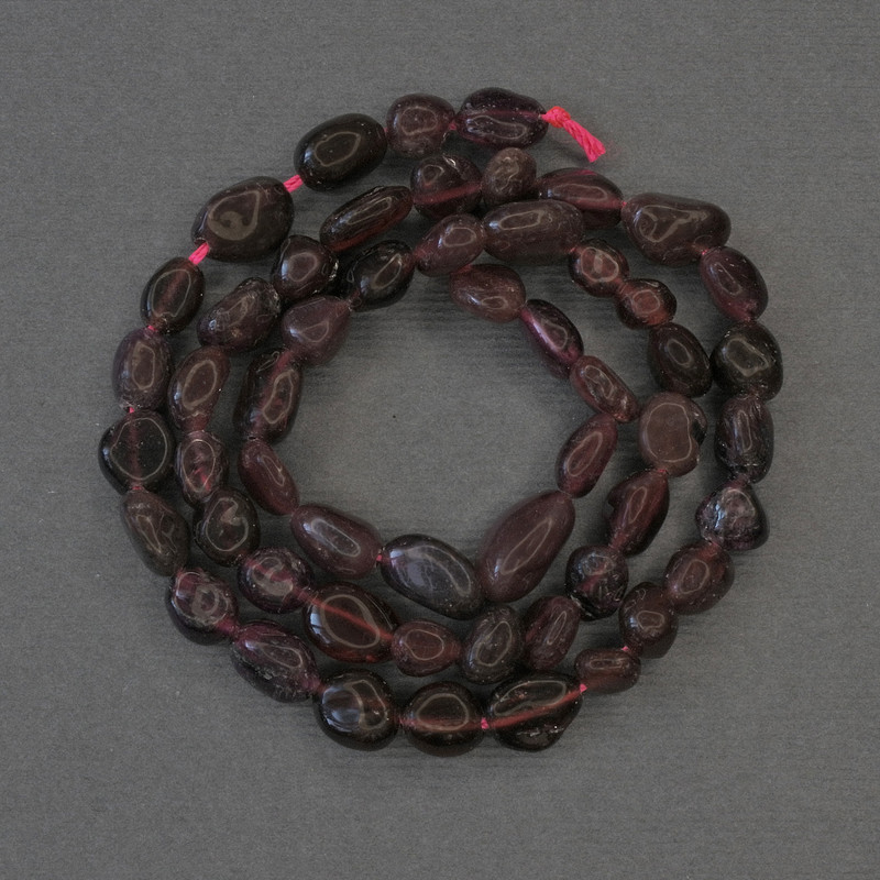 Mărgele din granat, formă rondelle, diametru 8–10×6 mm, pe șnur, lungime 39 cm+