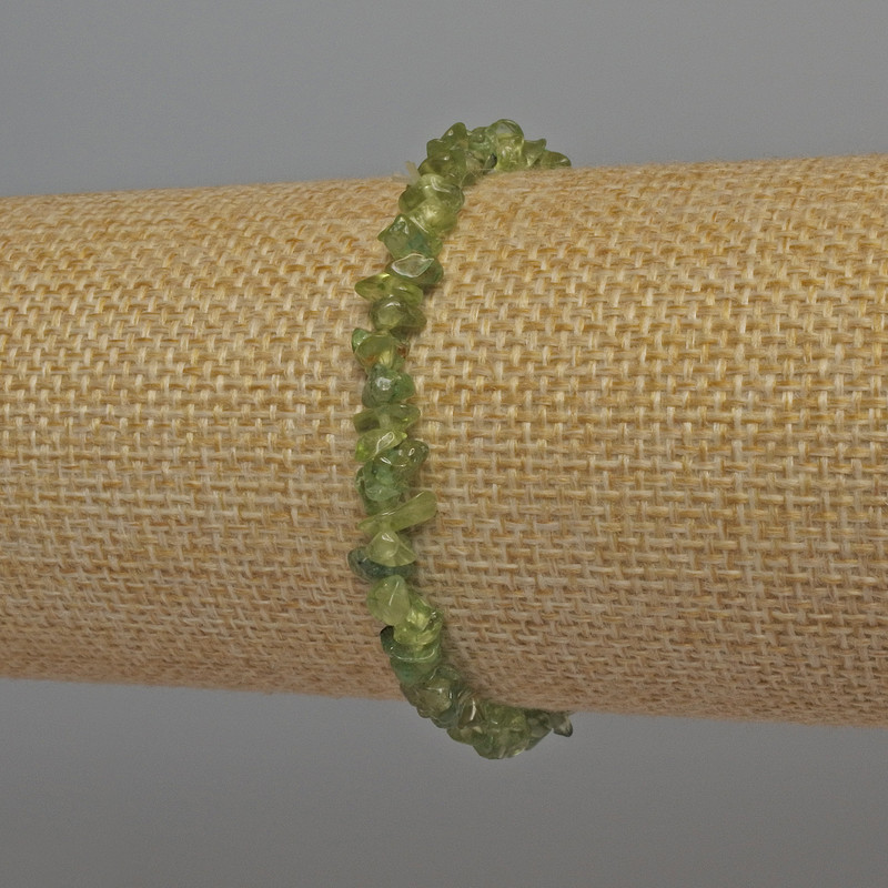 Brățară cu crizolit granule, diametrul 5x3 mm, lungime 18 cm, elastic