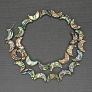 Mărgele Haliotis în formă de lună, diametrul 15 mm ±, lungimea 39 cm ±, pe fir