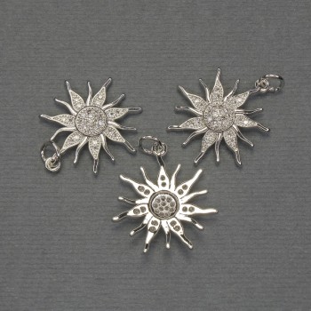 Pandantiv Stea cu strasuri albe, metal argintiu, diametru 20 mm ±, lungime 25 mm ±