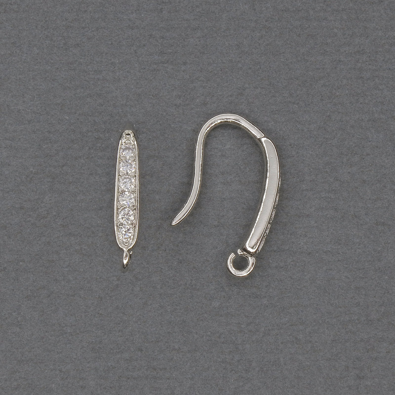 Știfturi pentru cercei cu strasuri albe, metal argintiu, 17×2,5 mm – o pereche