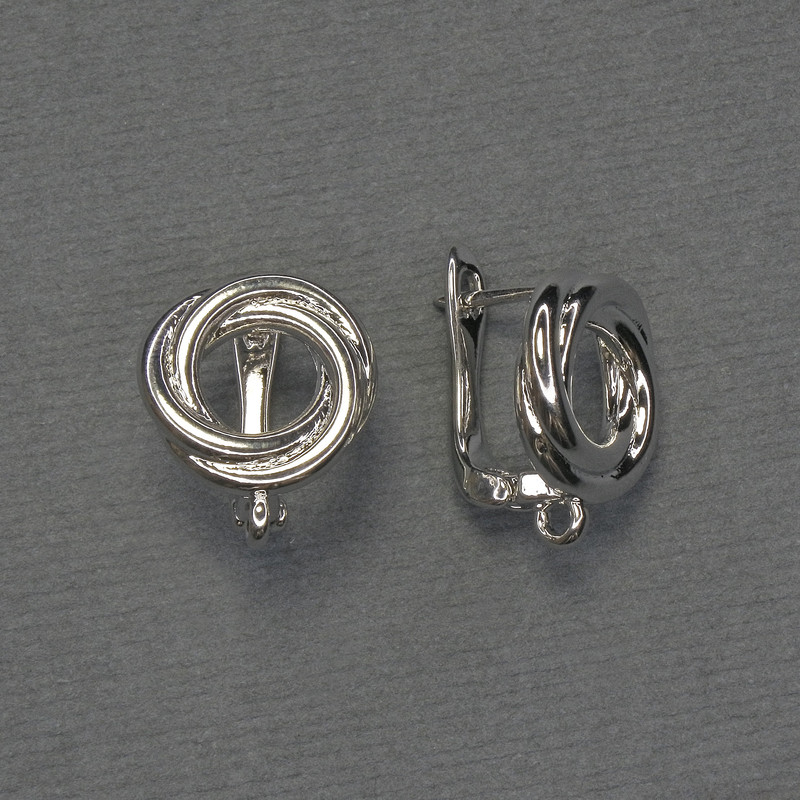 Știfturi pentru cercei din metal argintiu 13×16 mm (+) – pereche