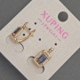 Cercei Xuping cu strasuri albe și cristal albastru, diametrul aproximativ 8 mm, lungimea aproximativ 14 mm, placare cu aur 18K