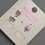 Cercei stud Xuping cu cristal roz, diametru aproximativ 6 mm, placare rodiată