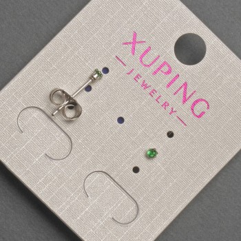 Cercei cu știft Xuping, cristal verde, diametru aproximativ 2 mm, placare cu rodiu