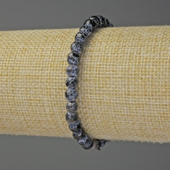 Brățară din agat de foc negru, mărgele tăiate, diametrul aproximativ 6 mm, lungime 18 cm, pe bază elastică