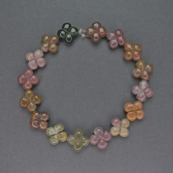 Mărgele de jasper multicolor din piatră naturală, în formă de trifoi, diametrul 14x14 mm ±, lungime 20 cm ±