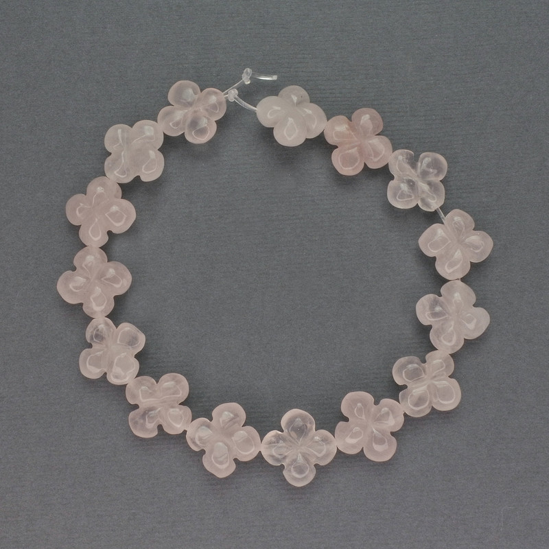 Mărgele din cuarț roz, formă de trifoi, piatră naturală, diametru 13×13 mm, lungime 20 cm