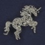 Broșă Unicorn cu strasuri albe, metal argintiu 47×35 mm+