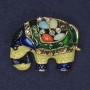 Broșă Elefant cu cristale și pietre diverse, email, culoare metalică aurie, 35x26 mm+
