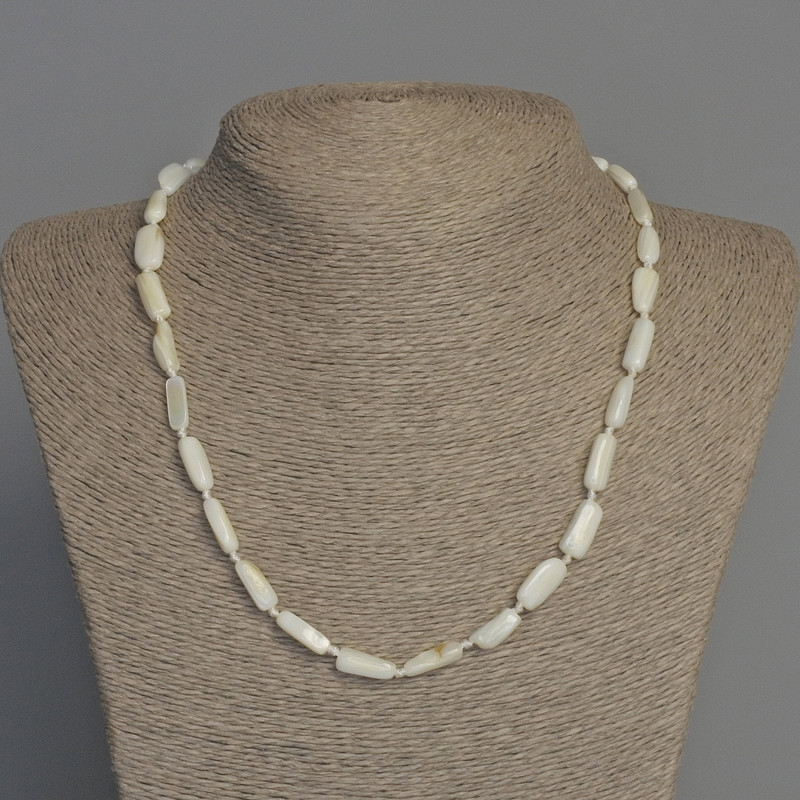 Colier din sidef, fațetat, diametrul 14×6 mm, lungime 50 cm