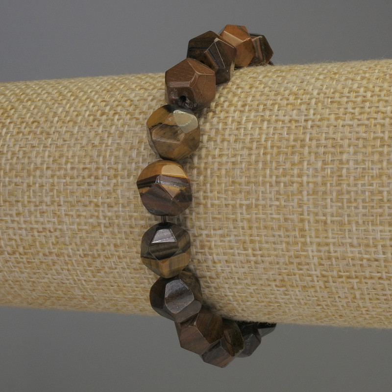 Brățară cu ochi de tigru, mărgele multifacetate, diametru 10×9 mm, lungime 18 cm, pe elastic