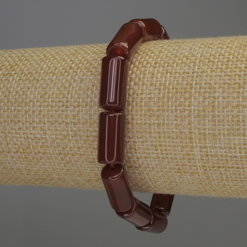 Brățară carneol cilindrică, diametru 15×8 mm, lungime 18 cm, elastică