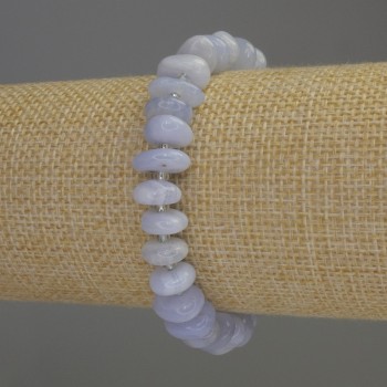 Brățară din agat albastru fațetat, diametru 11x4 mm ±, mărgele 3 mm ±, lungime 18 cm pe elastic