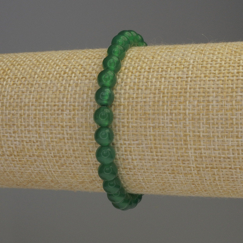 Brățară din crisopaz cu bile netede, diametru 6 mm, lungime 18 cm, pe elastic