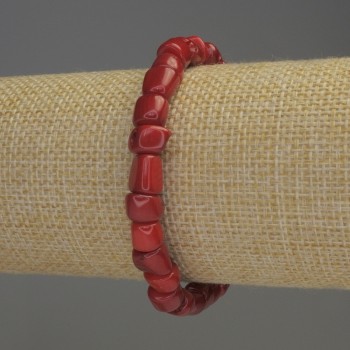 Brățară din coral tăiat, diametru 5–8×8 mm, lungime 18 cm, elastică