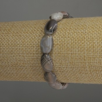 Brățară din agat Botswana, ovală, diametrul 14×10 mm, lungimea 18 cm, pe elastic
